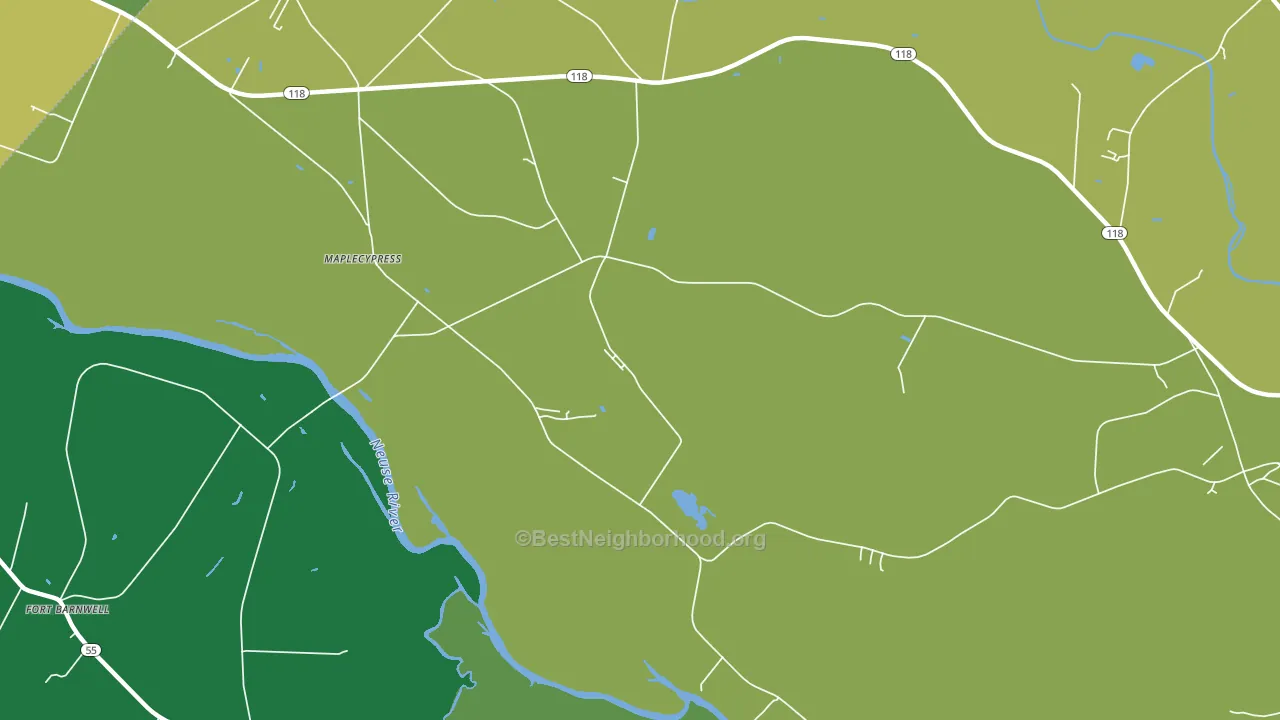 Maplecypress, NC block-group voter-turnout map