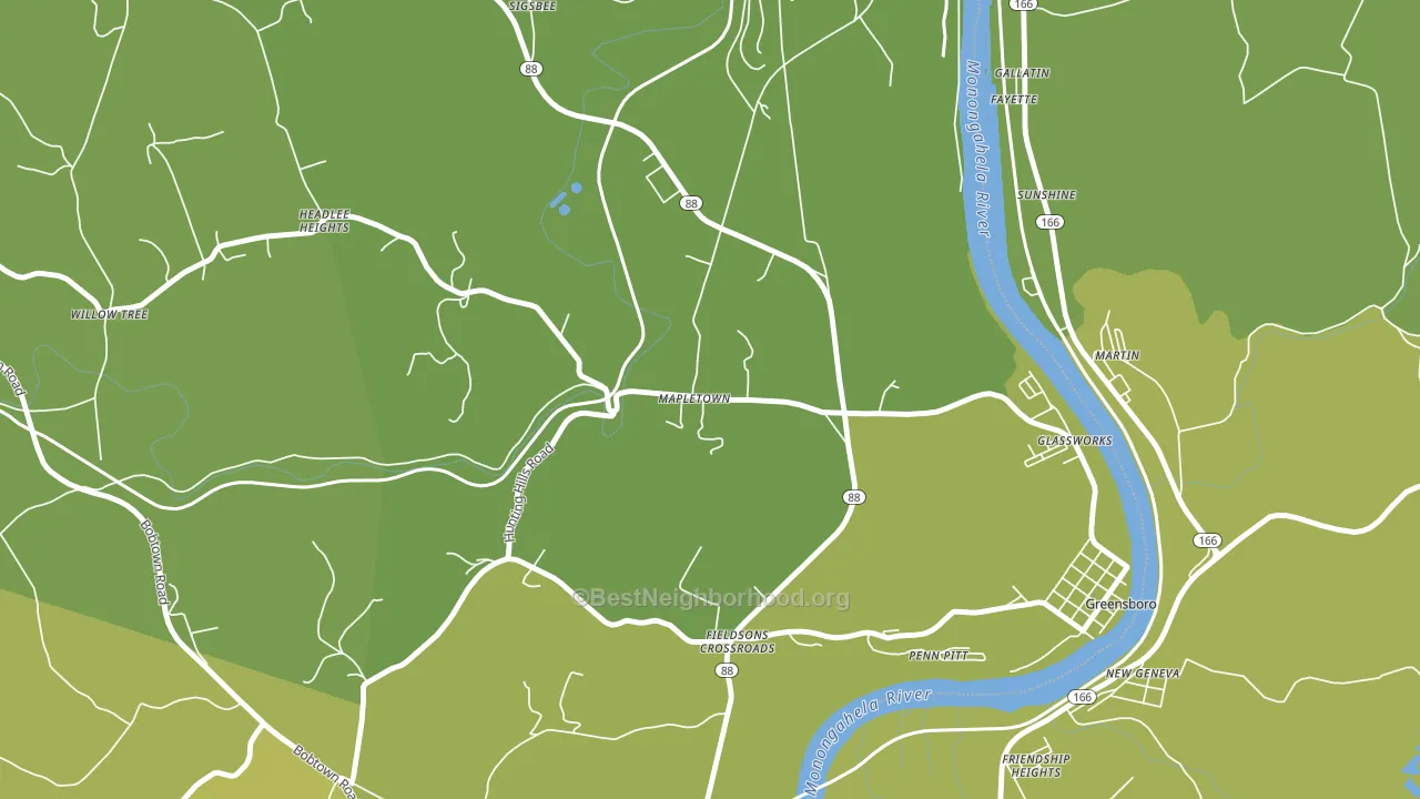 Mapletown, PA block-group voter-turnout map