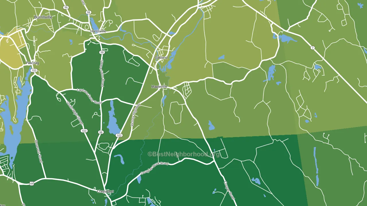 Mapleville, RI block-group voter-turnout map