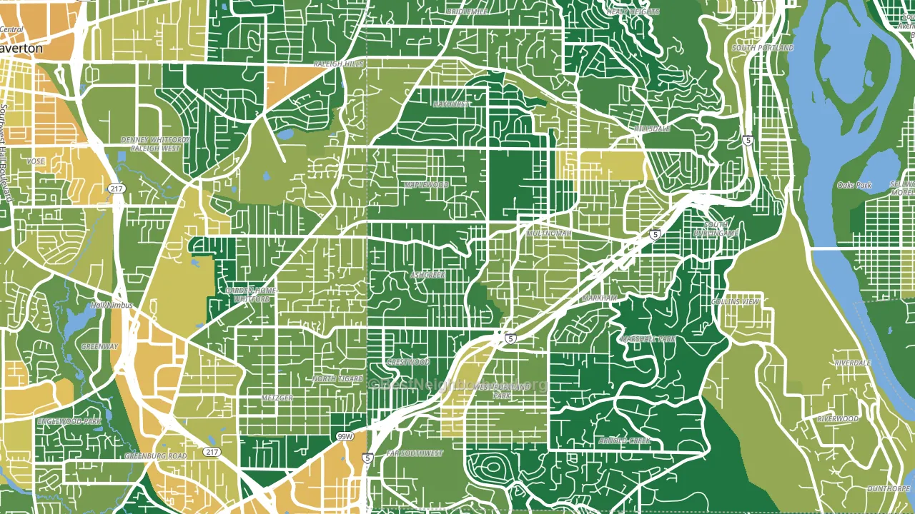 Maplewood-Ashcreek, Portland, OR block-group voter-turnout map
