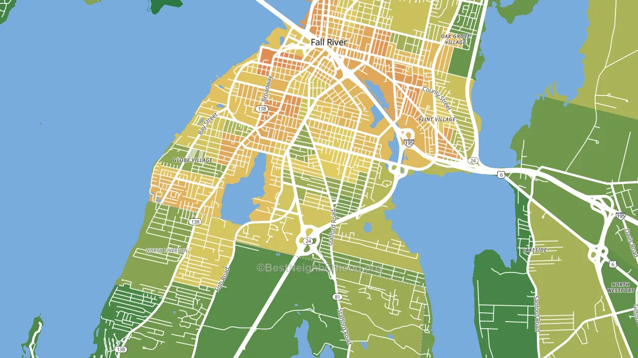 Maplewood, Fall River, MA block-group voter-turnout map