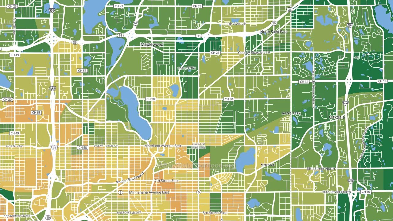 Maplewood, MN block-group voter-turnout map