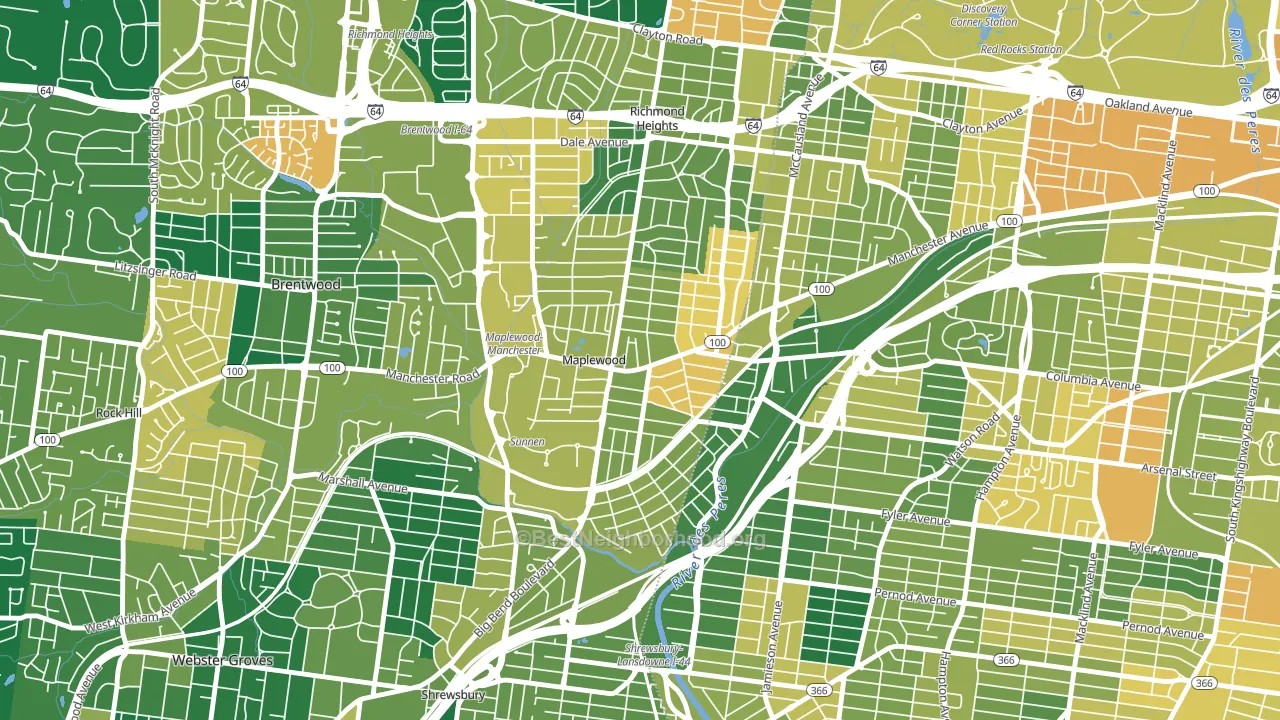 Maplewood, MO block-group voter-turnout map