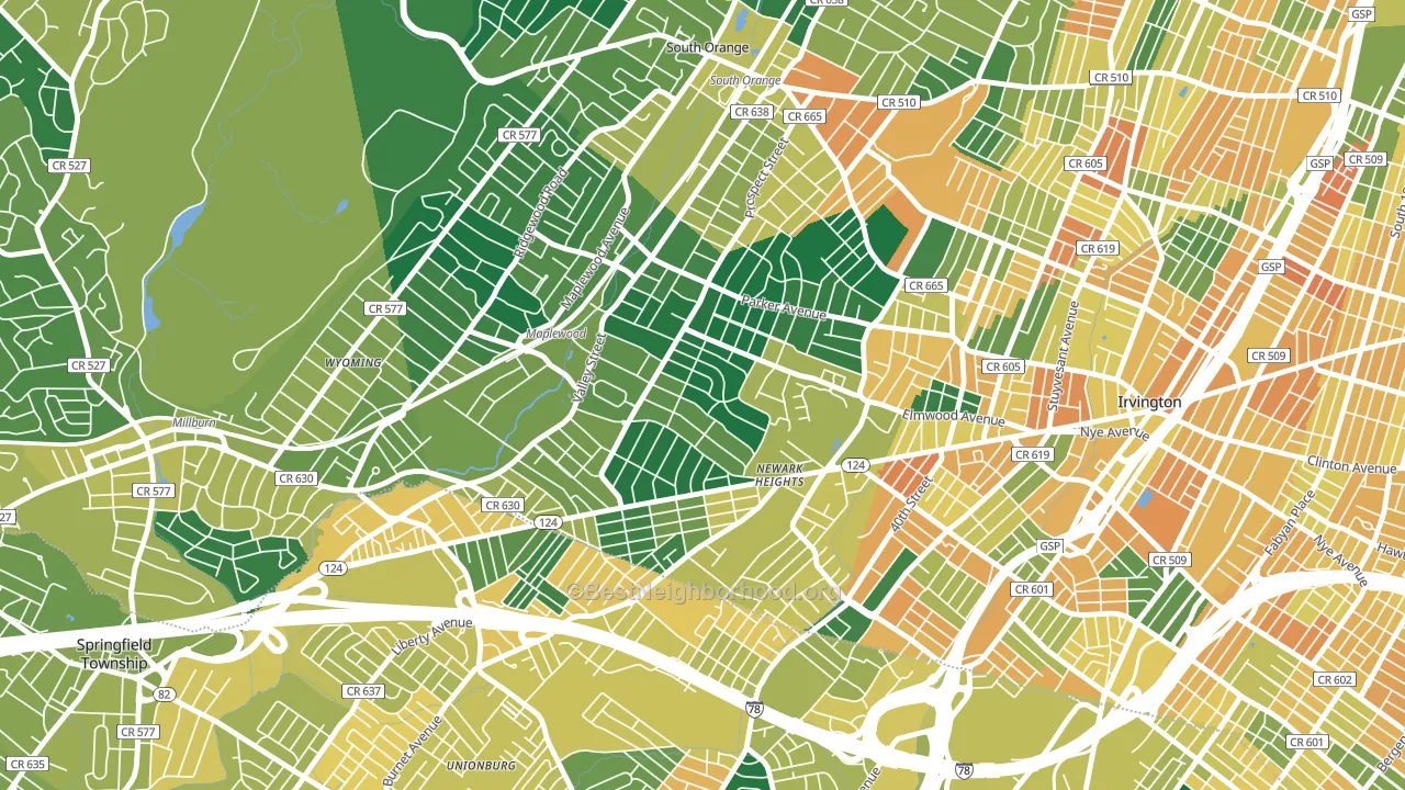 Maplewood, NJ block-group voter-turnout map