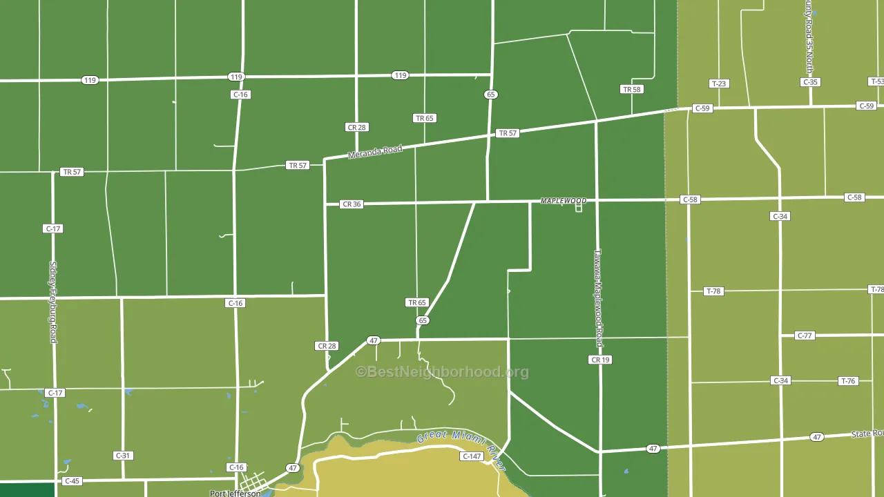 Maplewood, OH block-group voter-turnout map