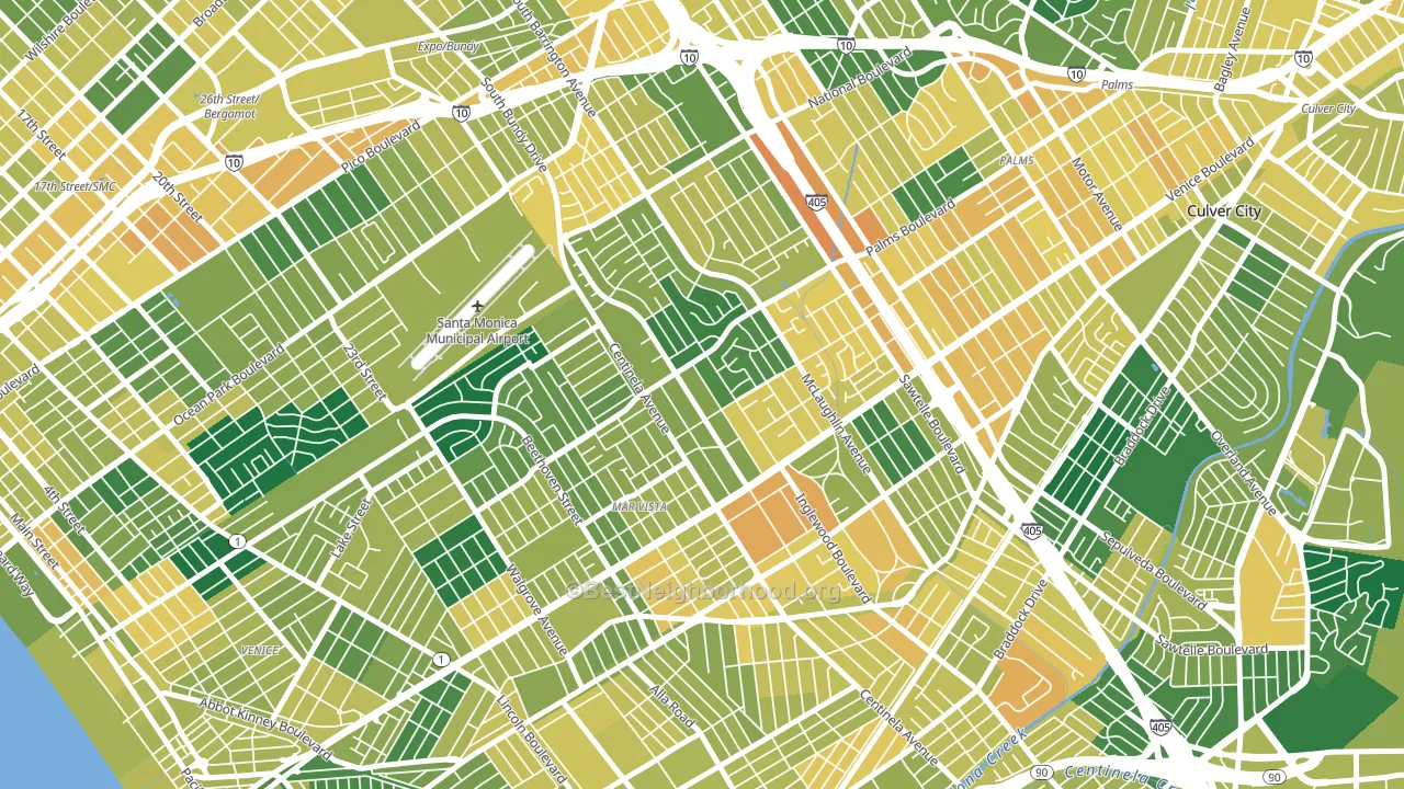 Mar Vista, Los Angeles, CA block-group voter-turnout map