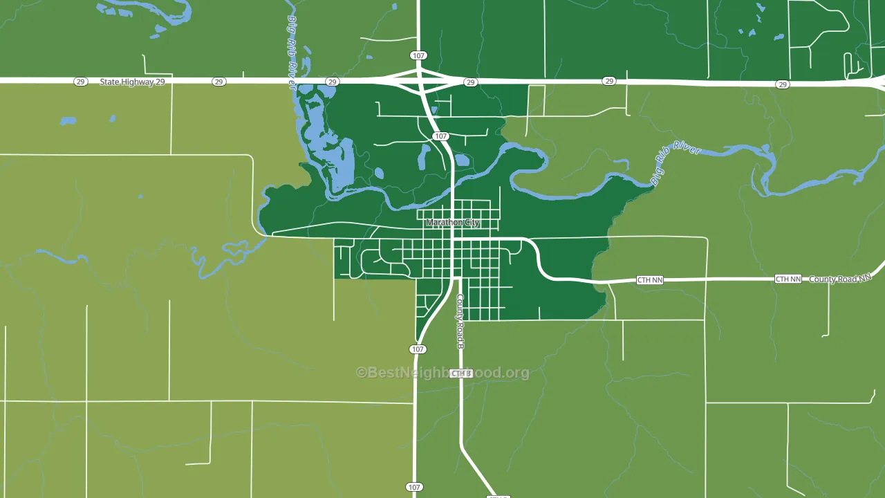 Marathon City, WI block-group voter-turnout map