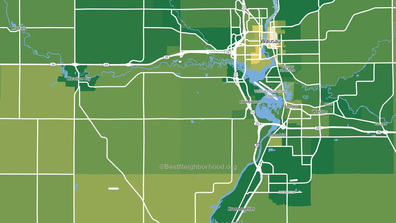 Marathon County, WI block-group voter-turnout map
