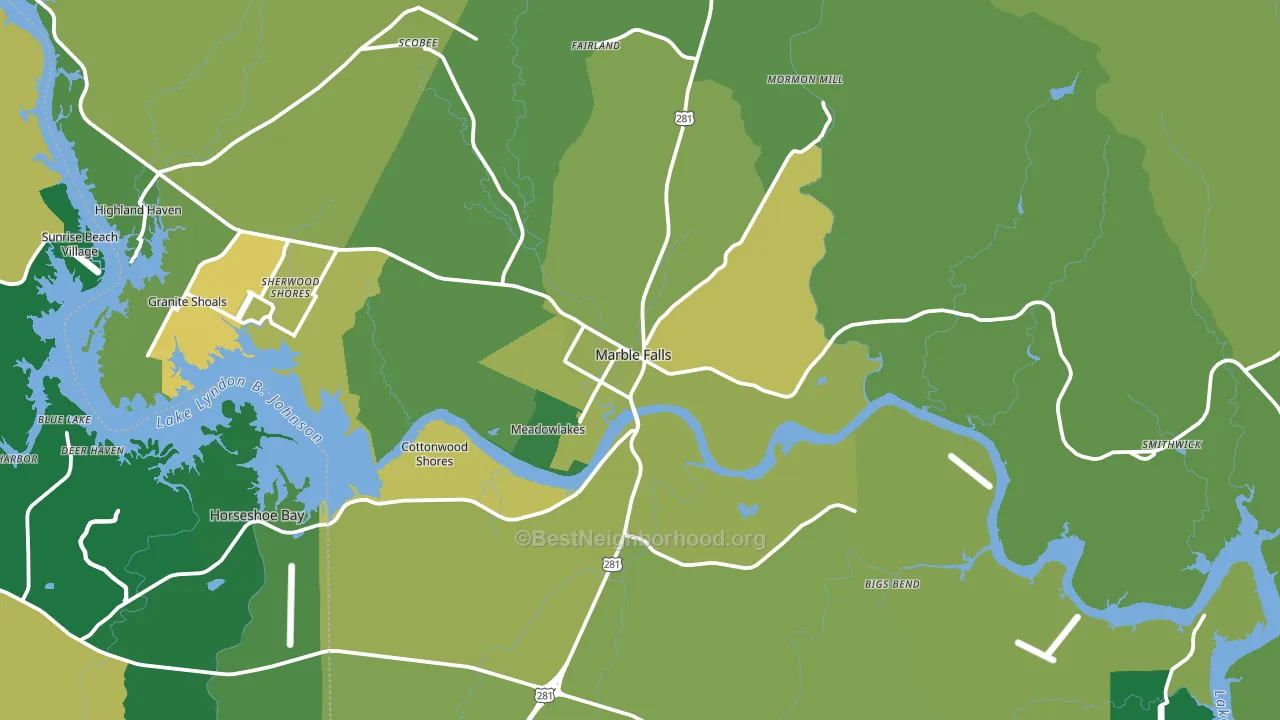 Marble Falls, TX block-group voter-turnout map