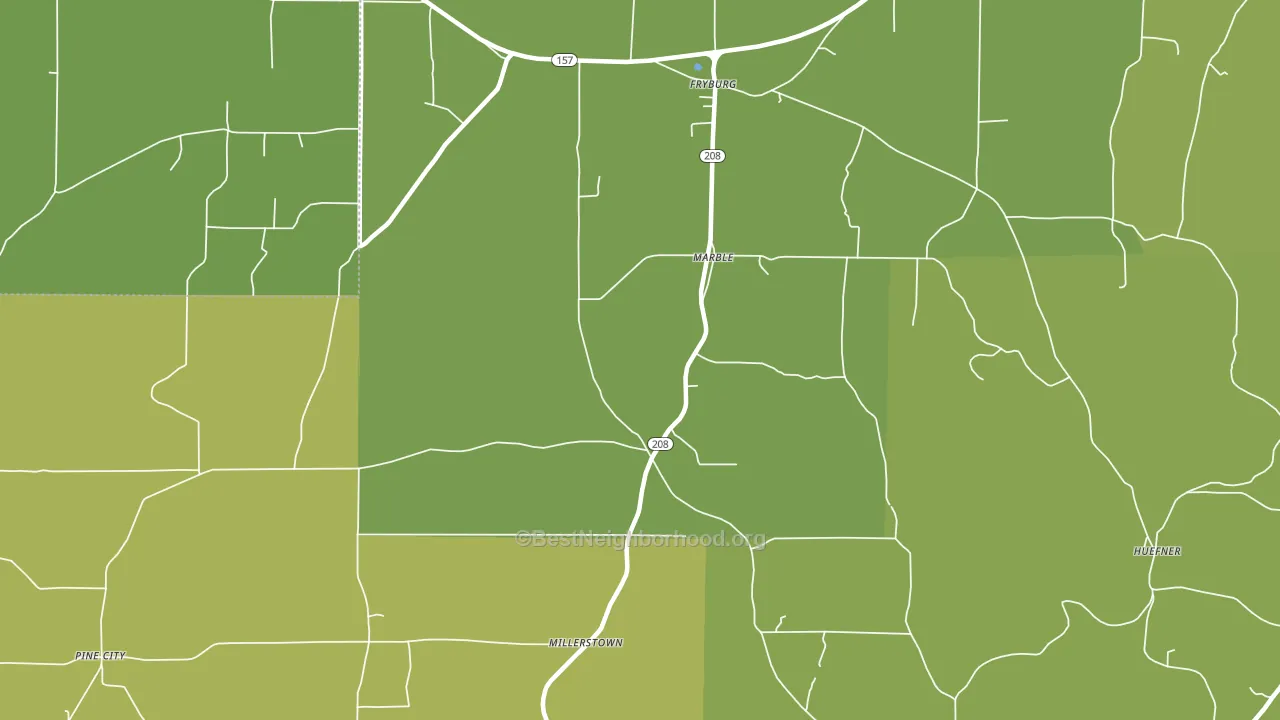 Marble, PA block-group voter-turnout map