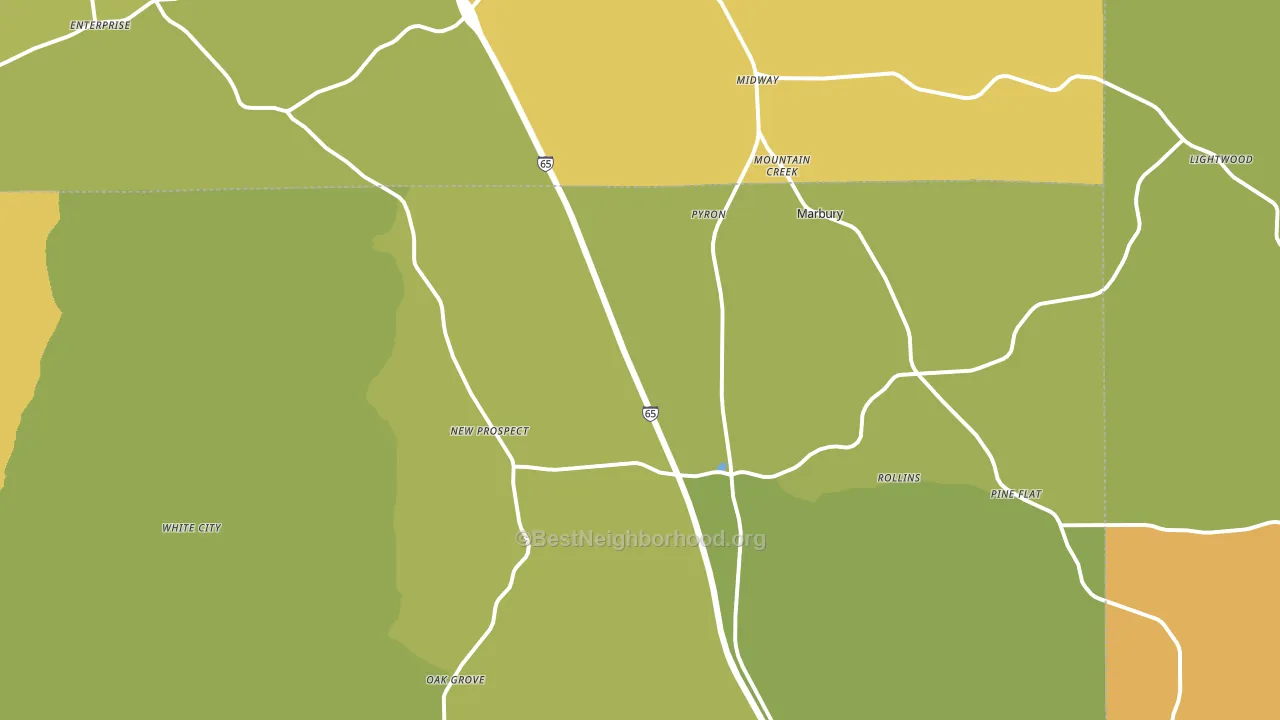 Marbury, AL block-group voter-turnout map