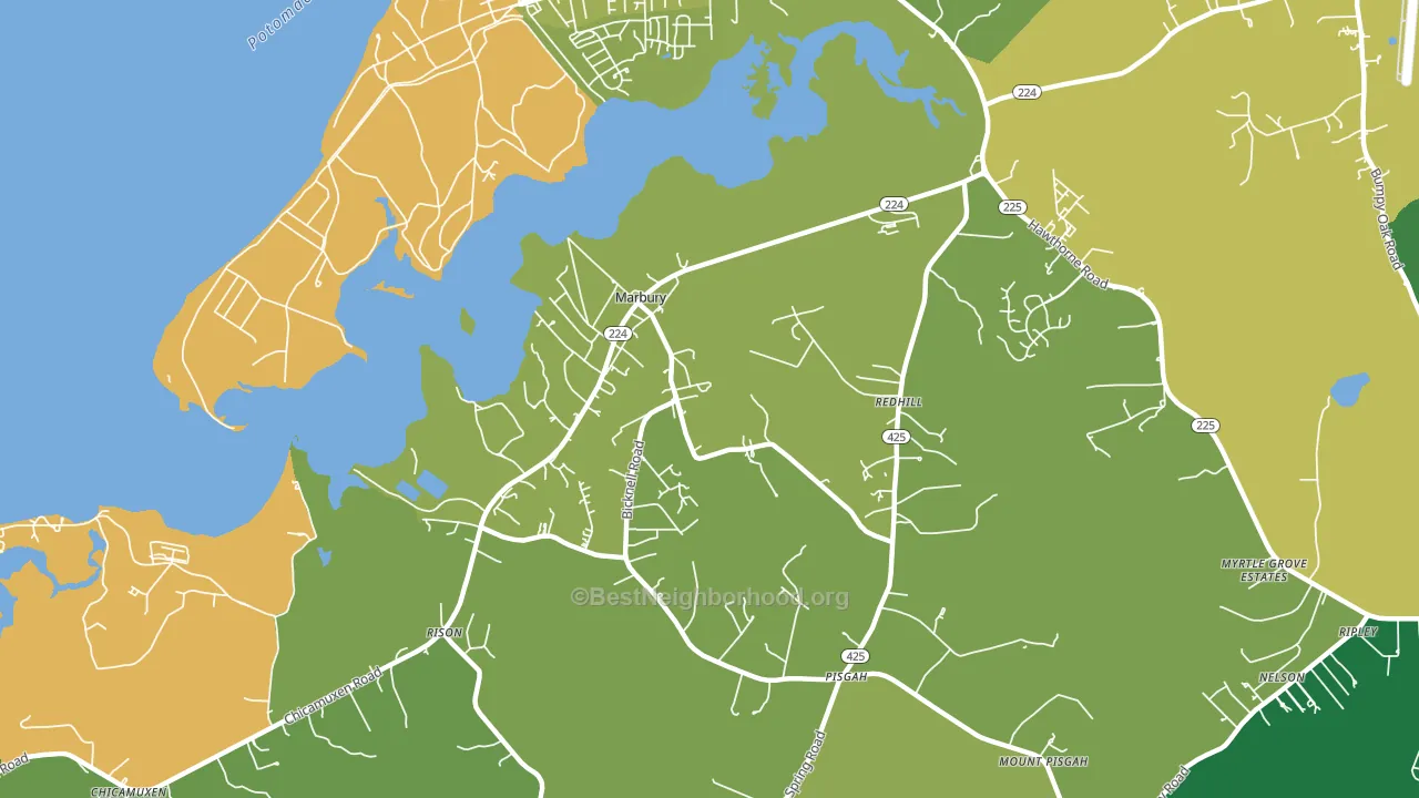 Marbury, MD block-group voter-turnout map