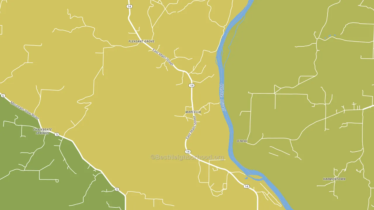 Marcella, AR block-group voter-turnout map