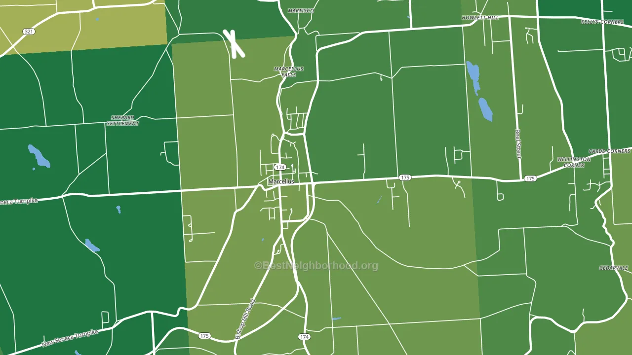 Marcellus, NY block-group voter-turnout map