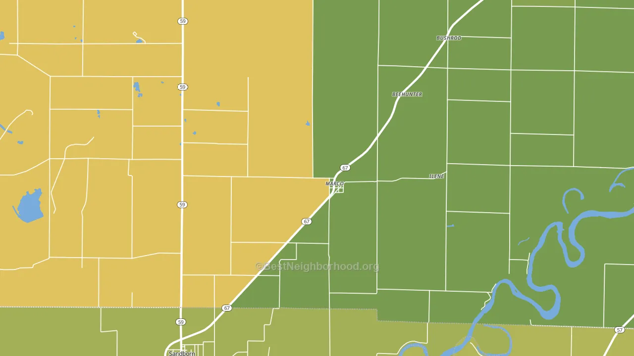 Marco, IN block-group voter-turnout map