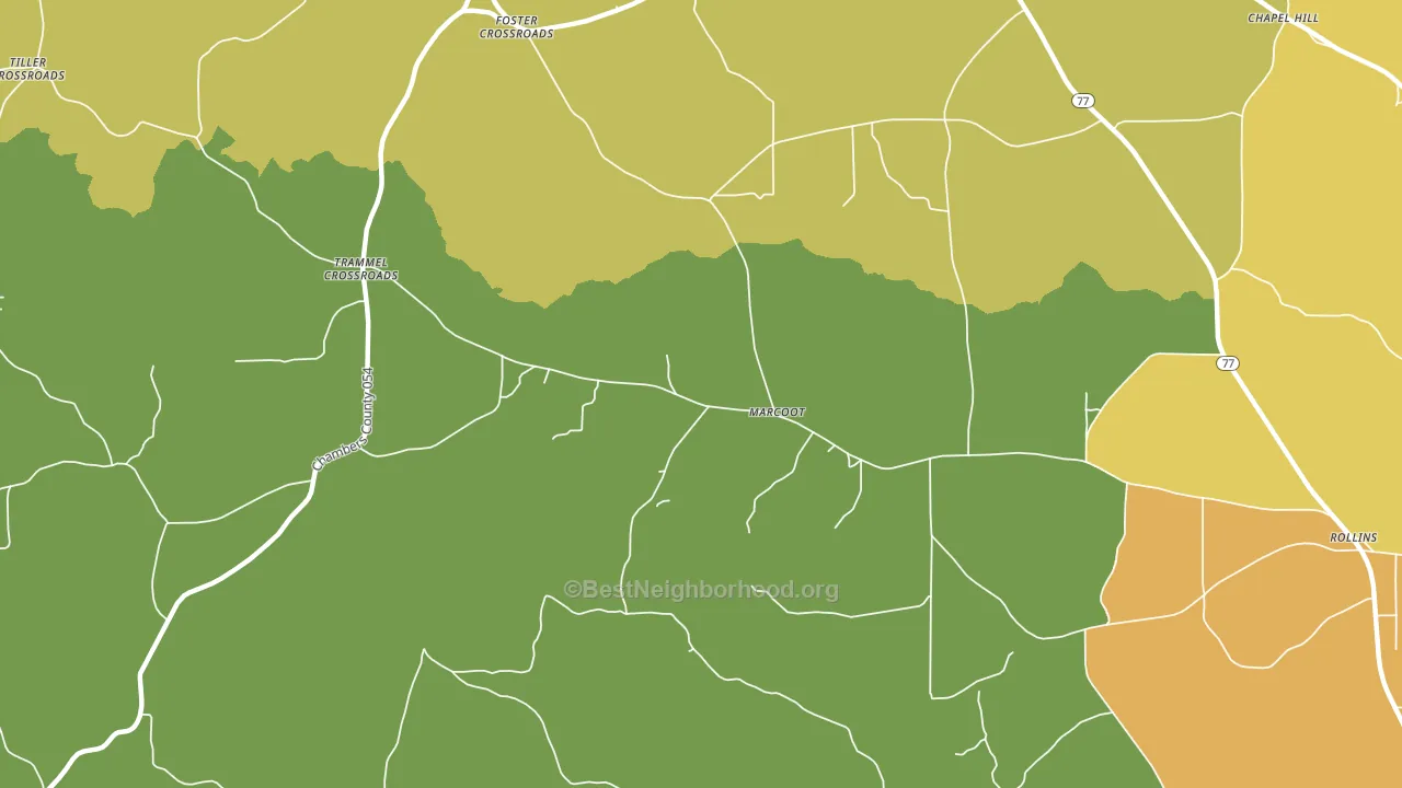 Marcoot, AL block-group voter-turnout map