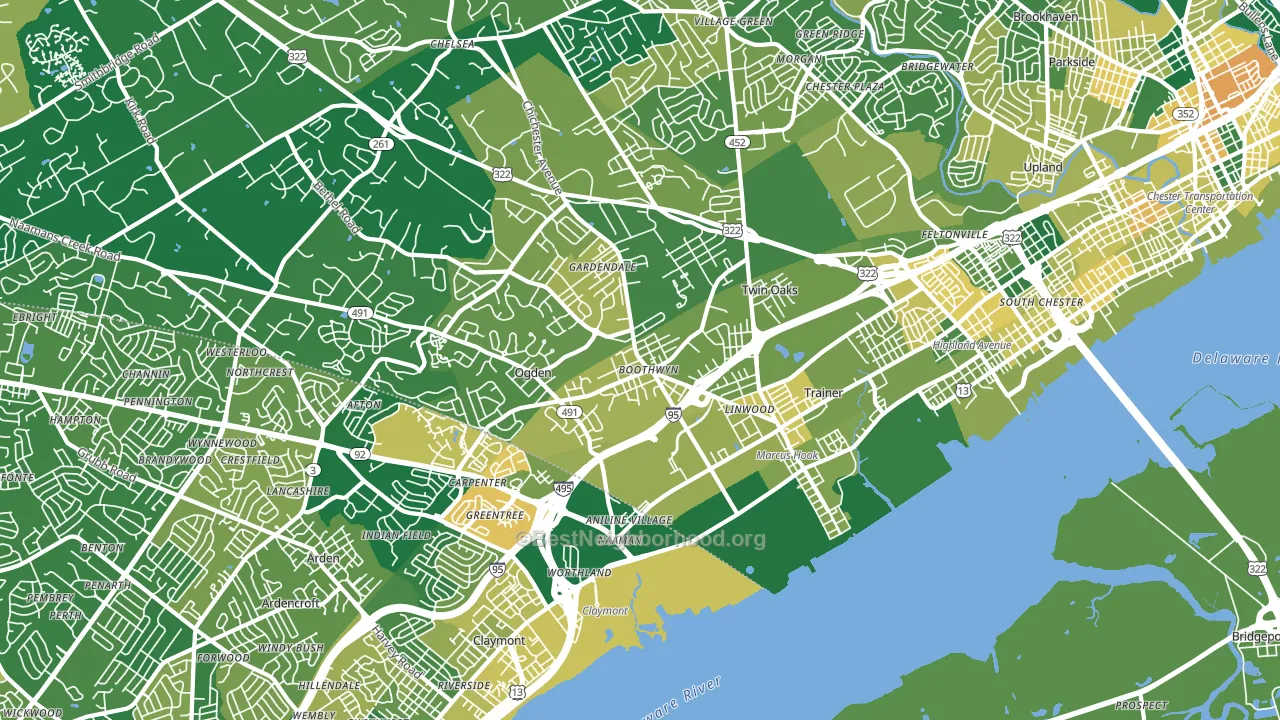 Marcus Hook, PA block-group voter-turnout map