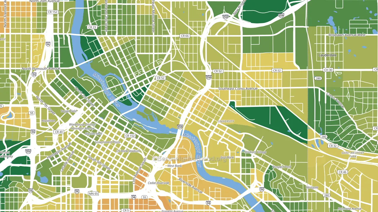 Marcy Holmes, Minneapolis, MN block-group voter-turnout map