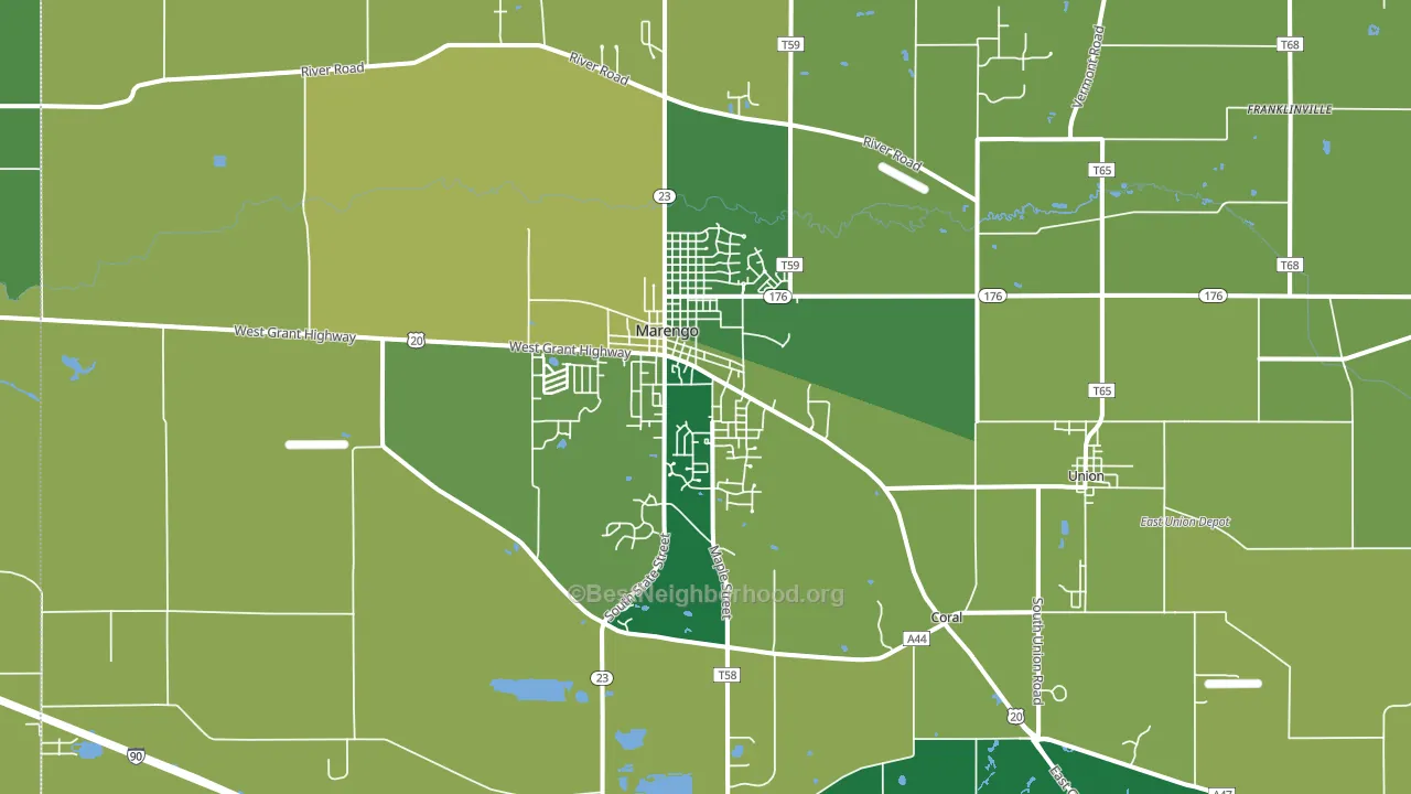 Marengo, IL block-group voter-turnout map