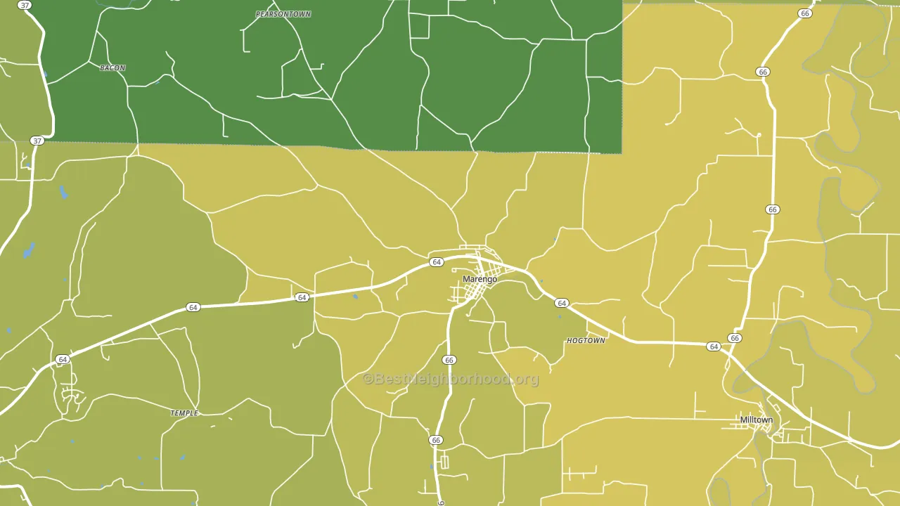 Marengo, IN block-group voter-turnout map