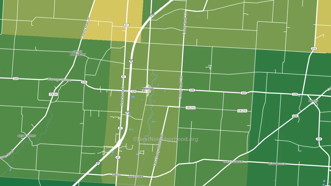 Marengo, OH block-group voter-turnout map