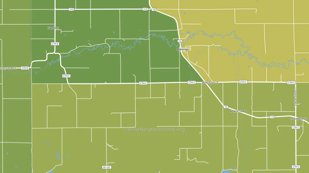 Marengo, WI block-group voter-turnout map