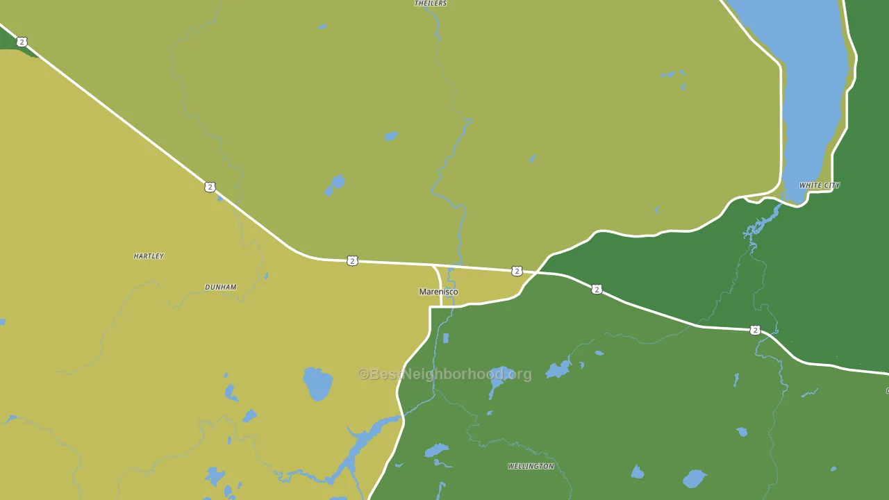 Marenisco, MI block-group voter-turnout map