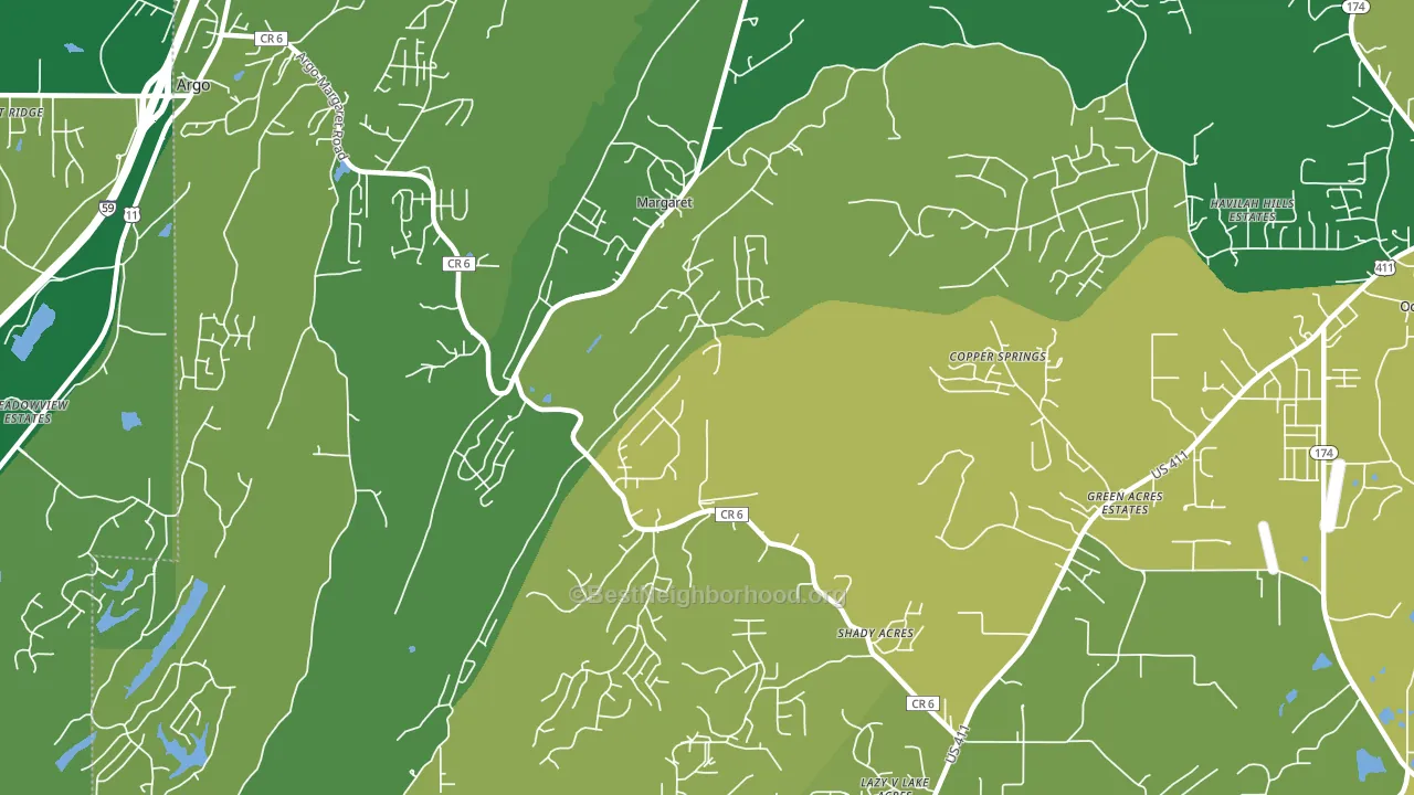 Margaret, AL block-group voter-turnout map