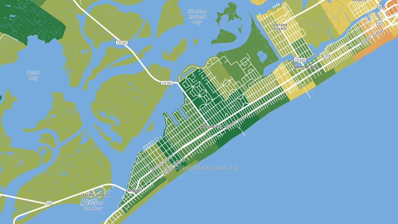 Margate City, NJ block-group voter-turnout map