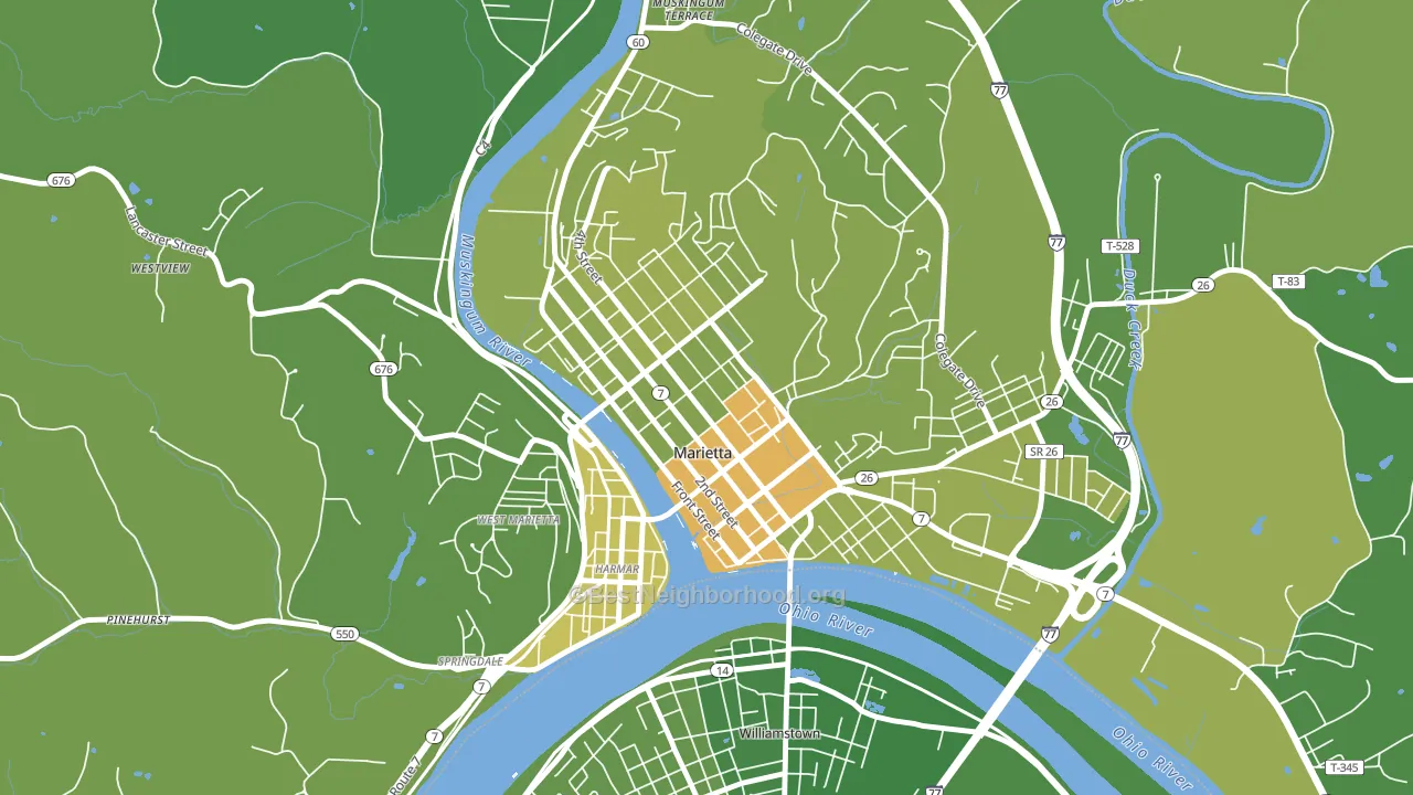 Marietta Historic District, Marietta, OH block-group voter-turnout map