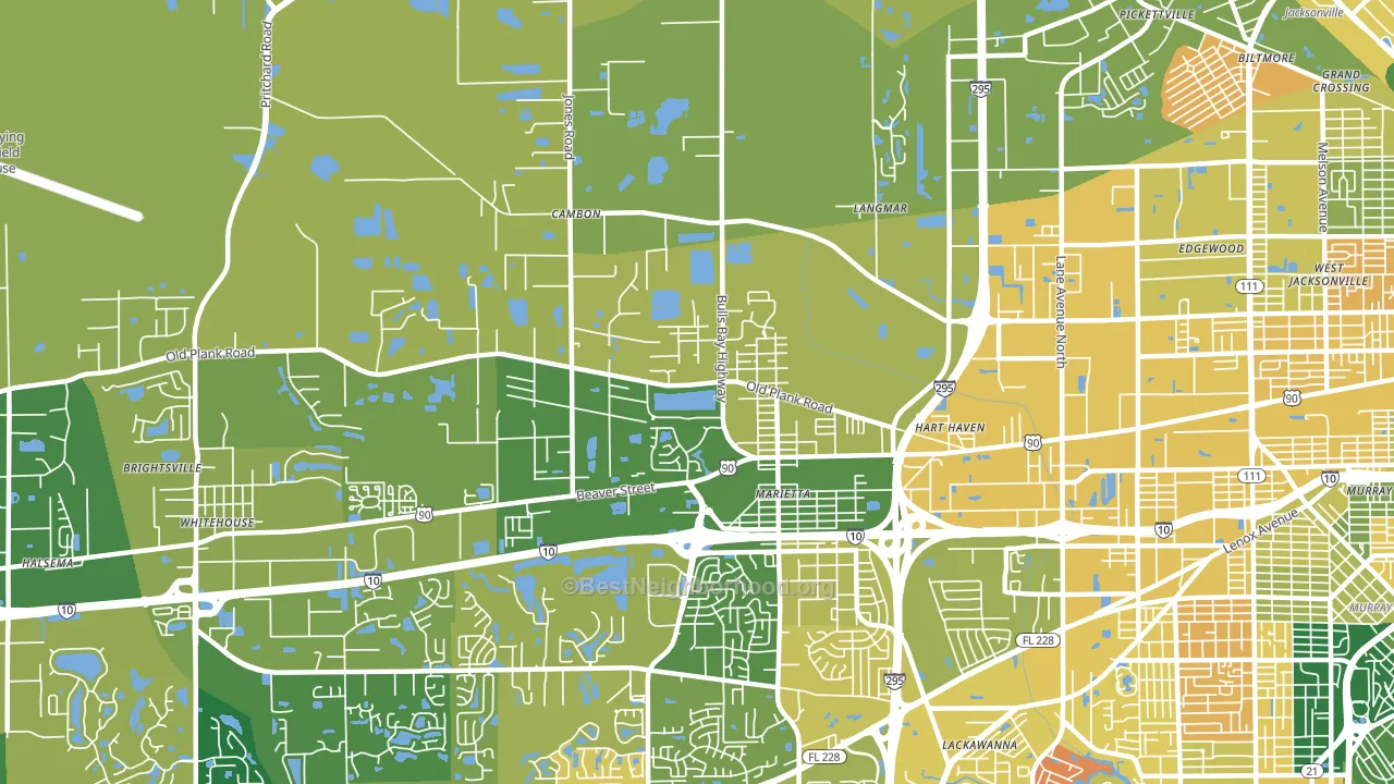 Marietta, Jacksonville, FL block-group voter-turnout map