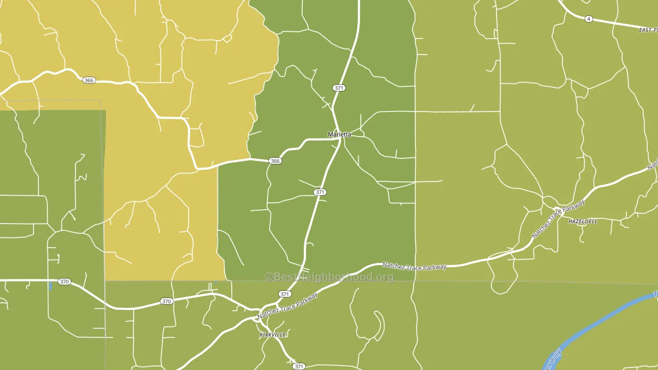 Marietta, MS block-group voter-turnout map