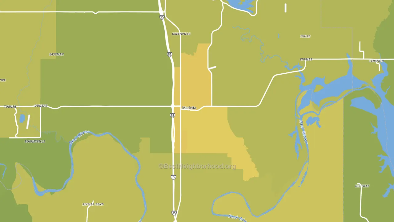 Marietta, OK block-group voter-turnout map