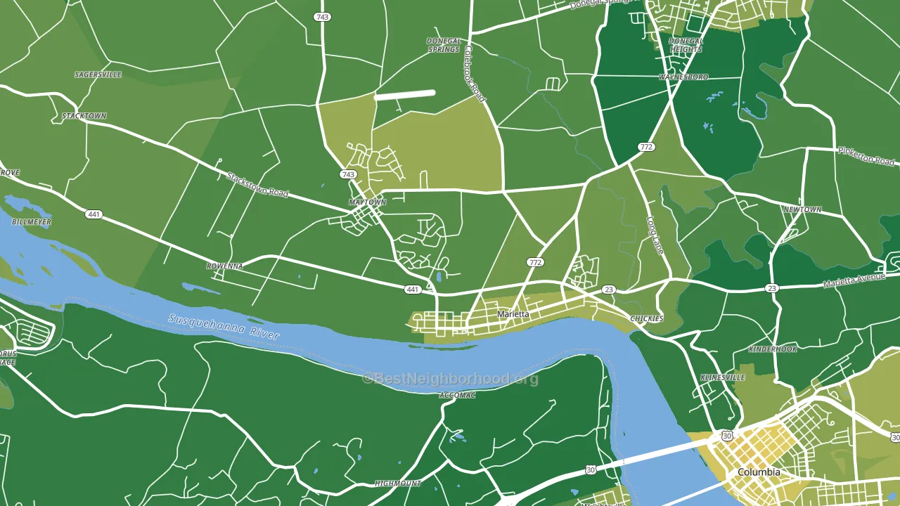 Marietta, PA block-group voter-turnout map