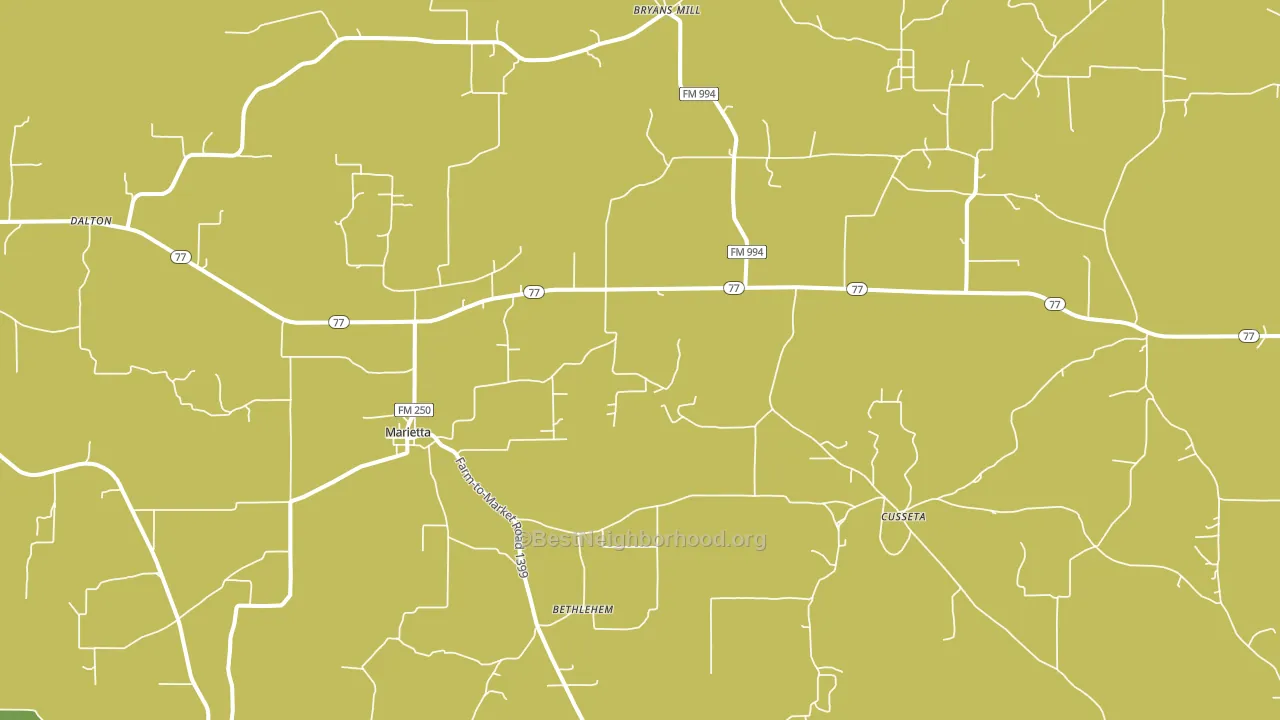 Marietta, TX block-group voter-turnout map