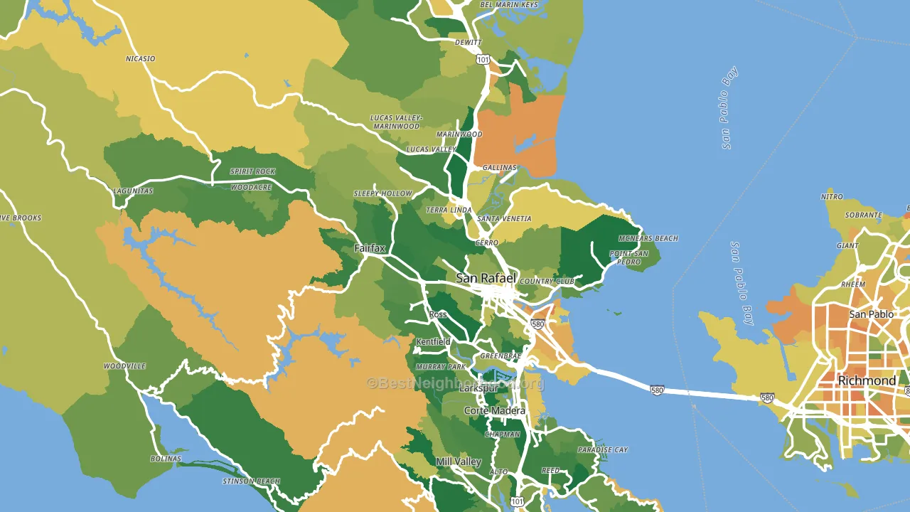 Marin County, CA block-group voter-turnout map