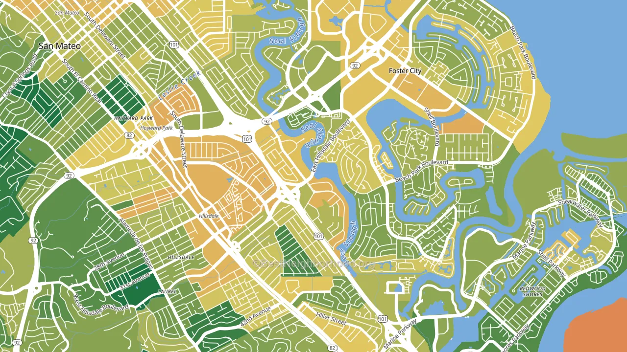 Marina Lagoon, San Mateo, CA block-group voter-turnout map