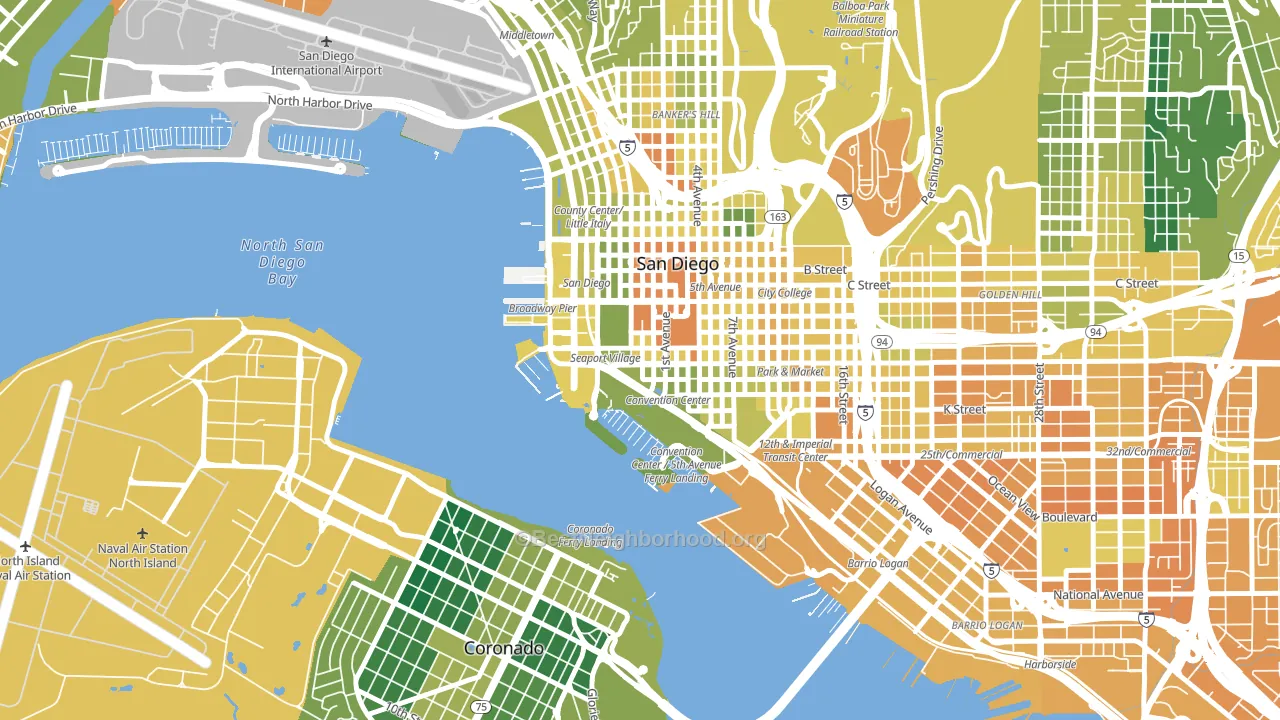Marina, San Diego, CA block-group voter-turnout map