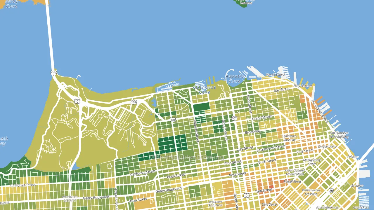 Marina-San Francisco, San Francisco, CA block-group voter-turnout map
