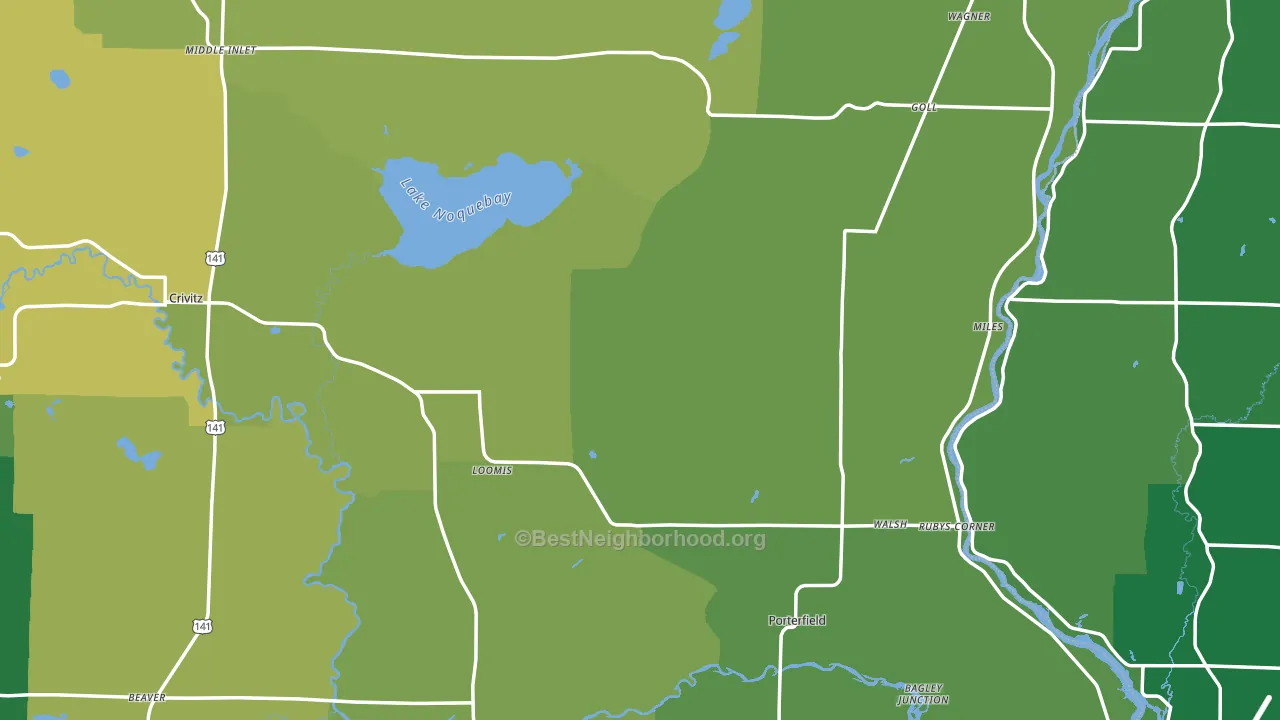 Marinette County, WI block-group voter-turnout map