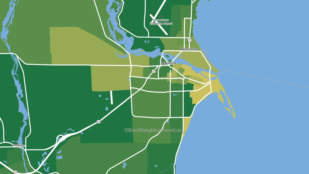 Marinette, WI block-group voter-turnout map