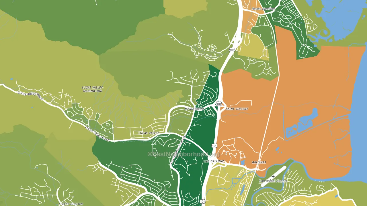 Marinwood, San Rafael, CA block-group voter-turnout map