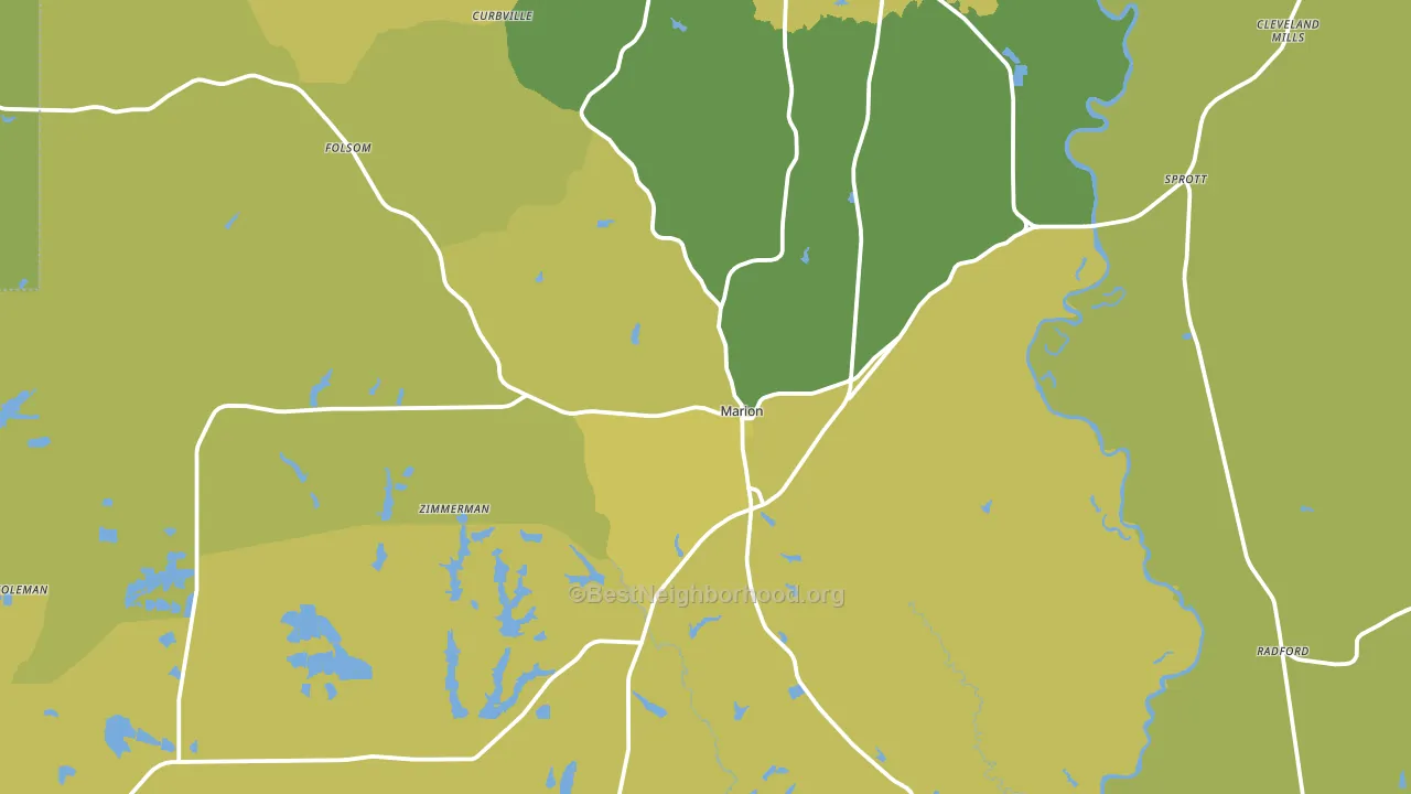 Marion, AL block-group voter-turnout map