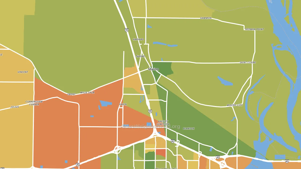 Marion, AR block-group voter-turnout map