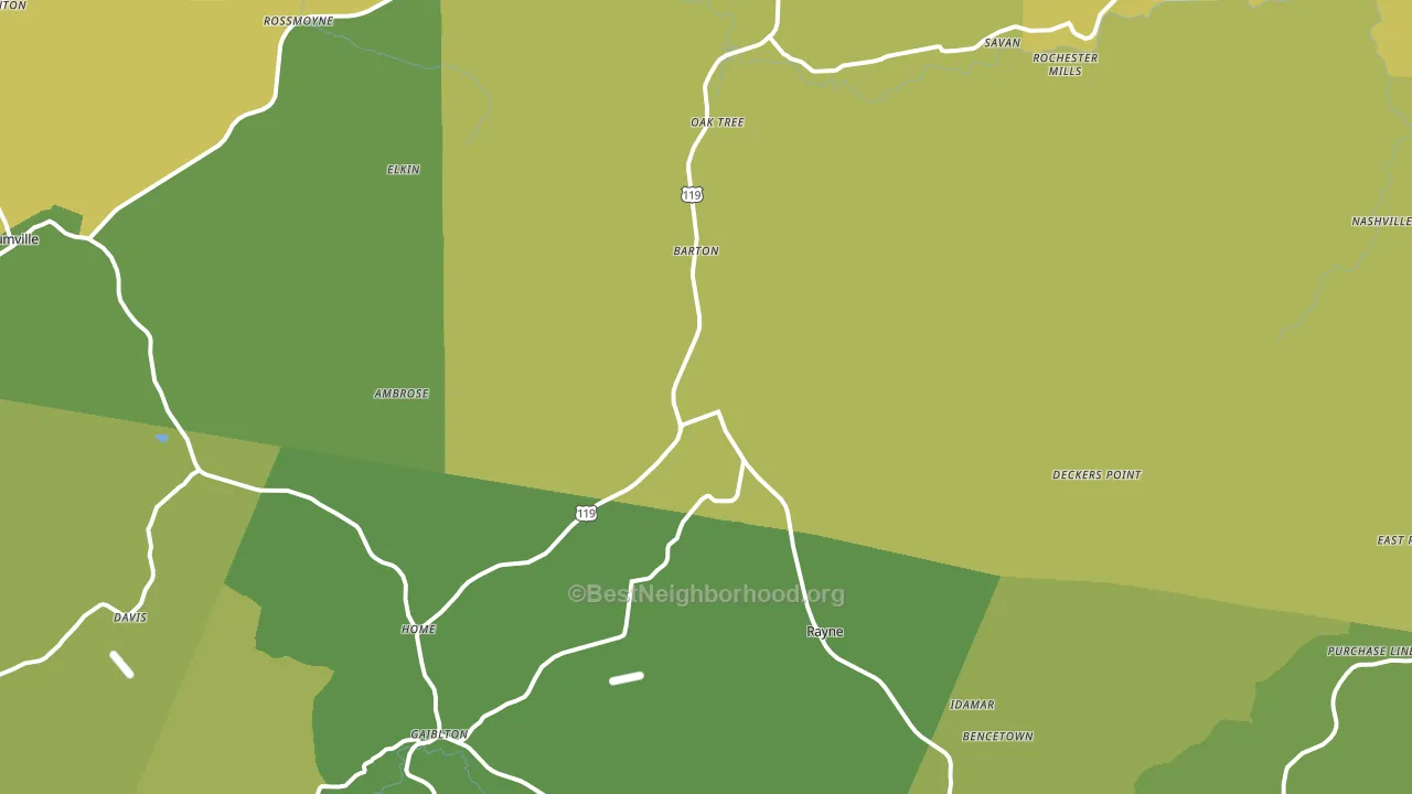 Marion Center, PA block-group voter-turnout map
