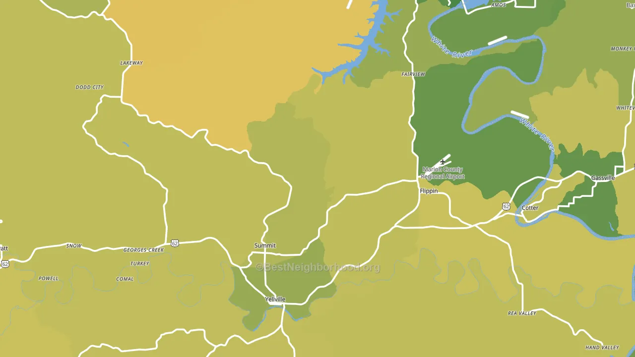Marion County, AR block-group voter-turnout map