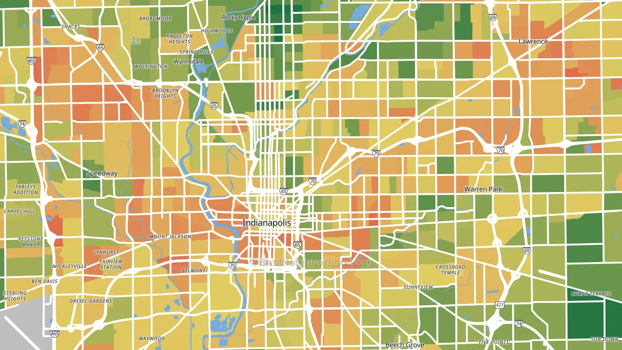 Marion County, IN block-group voter-turnout map