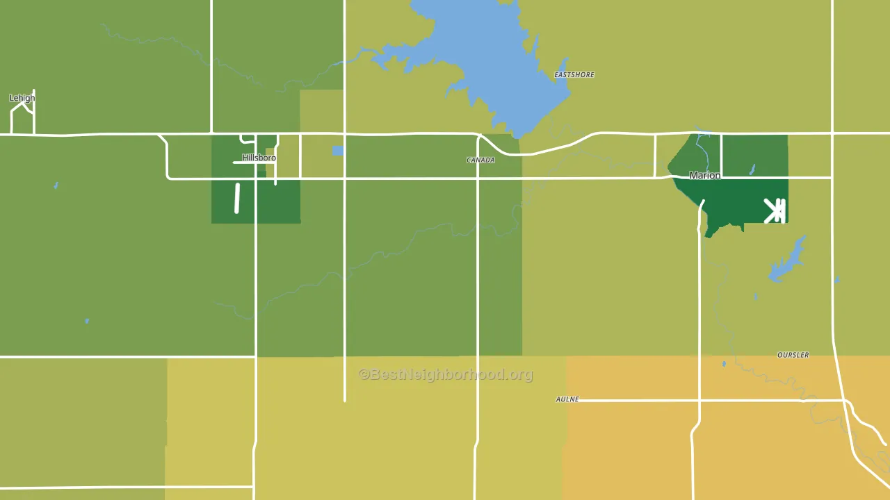 Marion County, KS block-group voter-turnout map