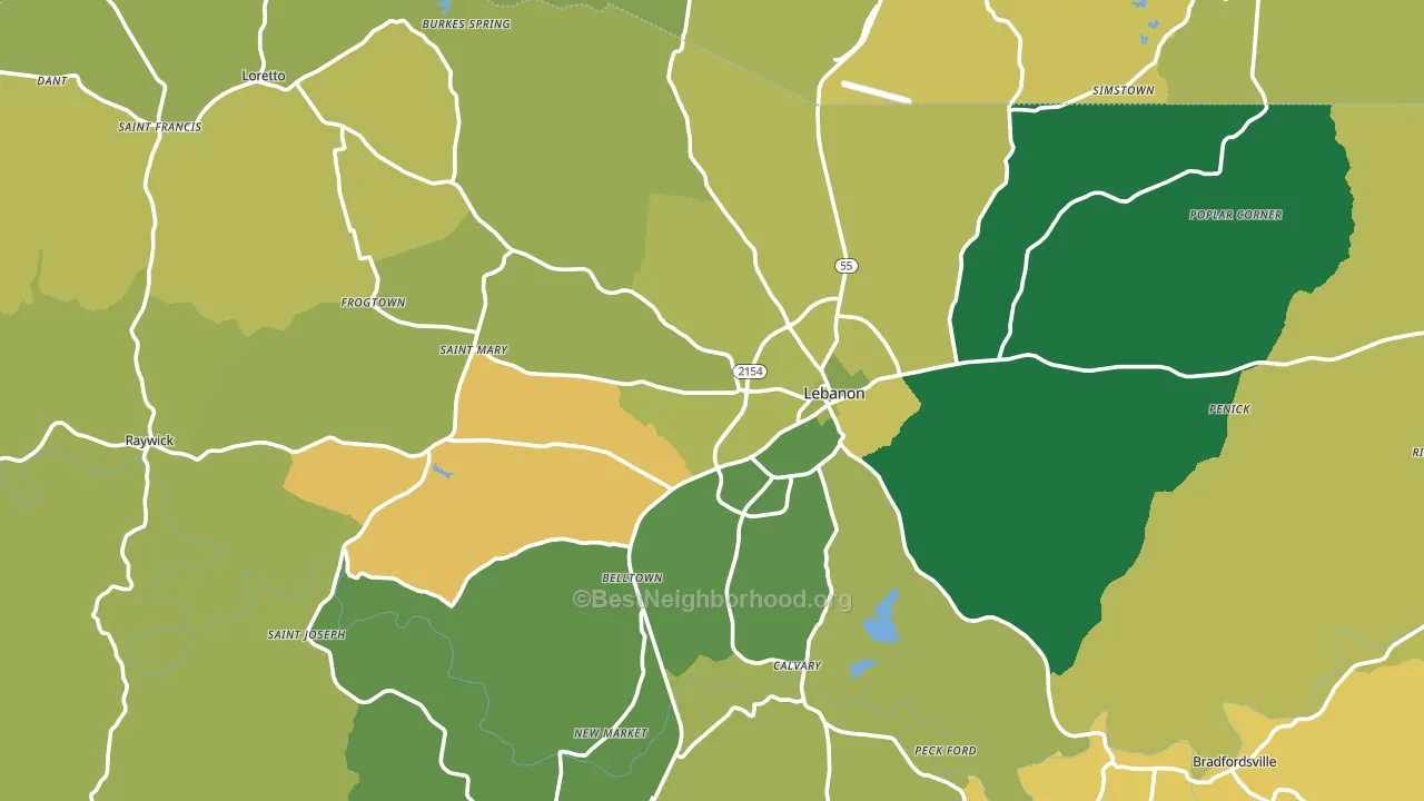 Marion County, KY block-group voter-turnout map