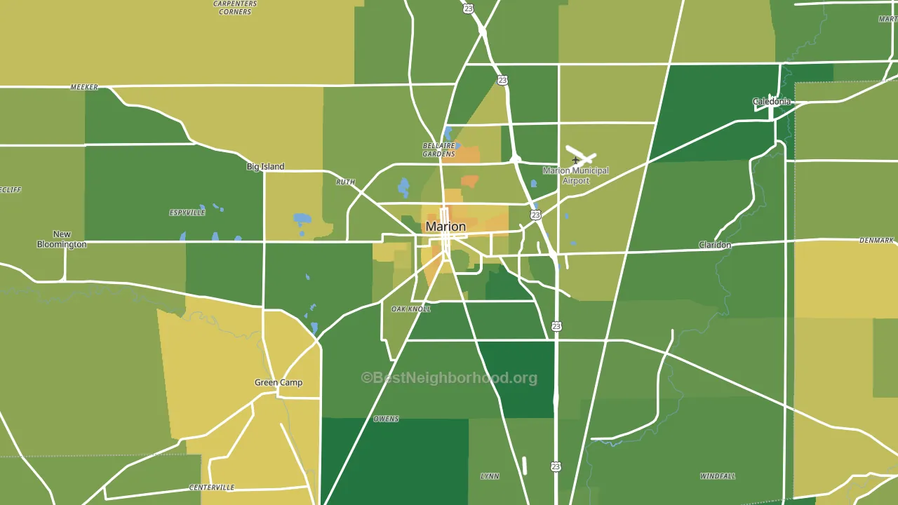 Marion County, OH block-group voter-turnout map